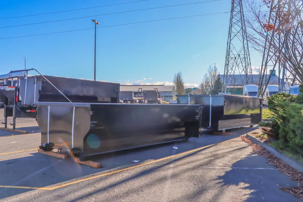 Roll-off dumpster ready for waste disposal at job site for Commercial Dumpster Rental in Redwood Falls